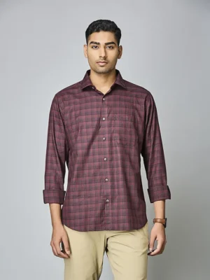 Maroon Gridline Formal Shirt