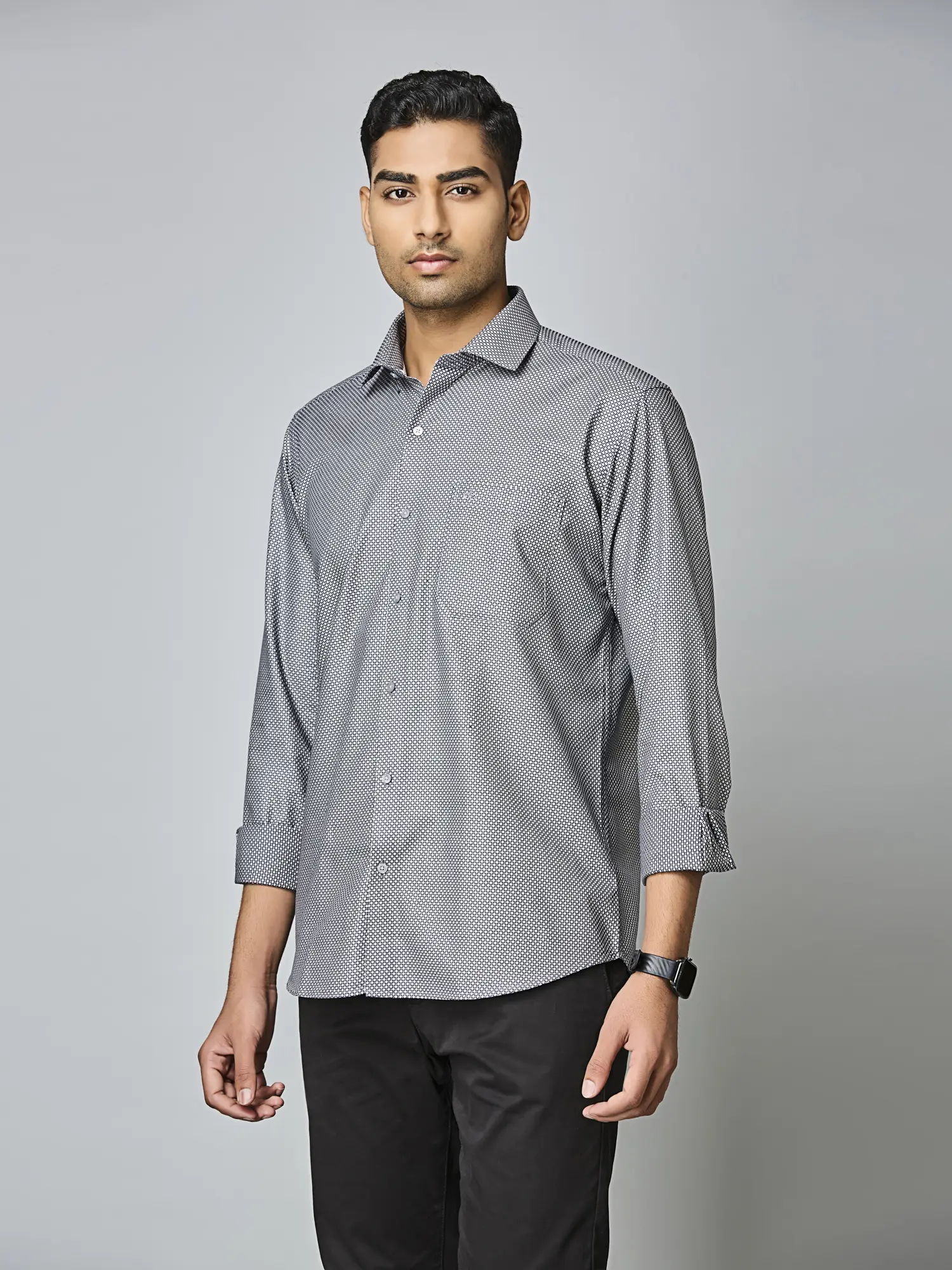 Silver Mesh Micro-Print Shirt - Image 5